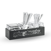 Rosseto Mosaic Black Matte Jar Holder with 3 Glass Jars